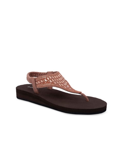 Rocia Women Brown Embellished Open Toe Flats