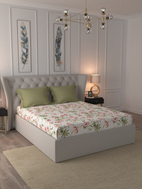 Trident Off-White & Olive Green Floral 144 TC Cotton 1 King Bedsheet with 2 Pillow Covers
Trident Off-White & Olive Green Floral 144 TC Cotton 1 King Bedsheet with 2 Pillow Covers
