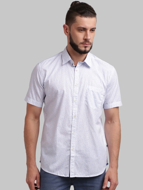 Parx Men White Regular Fit Printed Casual Shirt