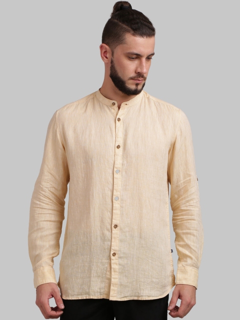 Parx Men Beige Regular Fit Solid Casual Shirt