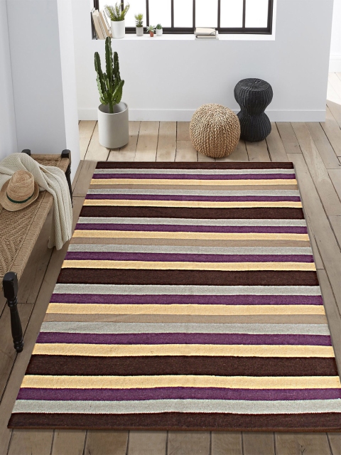 Saral Home Brown & Purple Striped Anti-Skid Floor Mats