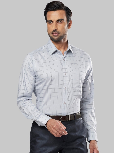 Raymond Men Grey Regular Fit Checked Formal Shirt