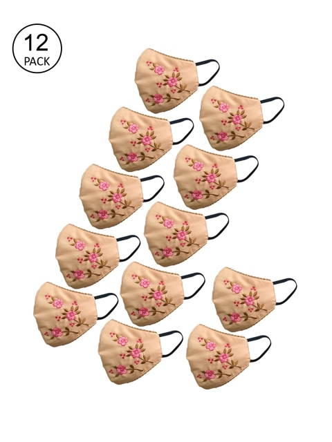 nestroots Unisex Pack Of 12 Beige & Pink Embroidered 2-Ply Reusable Outdoor Cloth Masks
nestroots Unisex Pack Of 12 Beige & Pink Embroidered 2-Ply Reusable Outdoor Cloth Masks