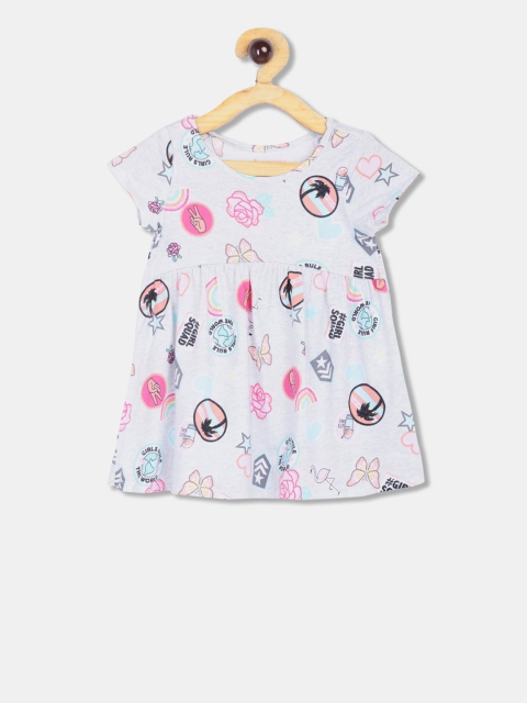 The Childrens Place Girls Grey Printed A-Line Top