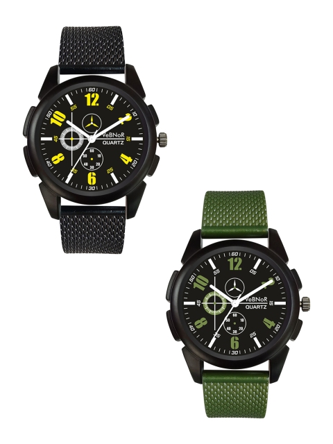 VeBNoR Boys Set of 2 Black Analogue Watch