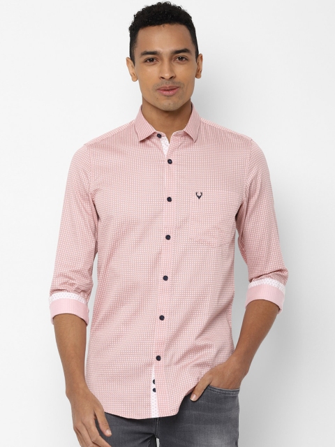 Allen Solly Men Peach Slim Fit Checked Casual Shirt