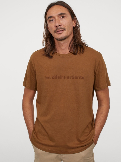 H&M Men Brown Printed T-Shirt