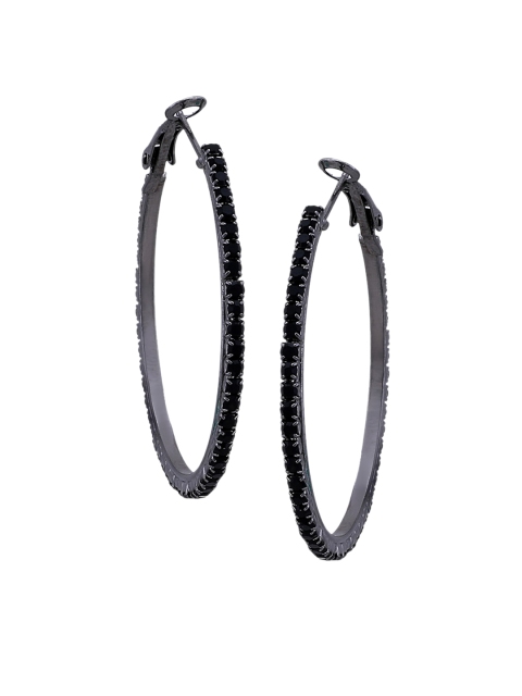 Kazo Black Circular Hoop Earrings