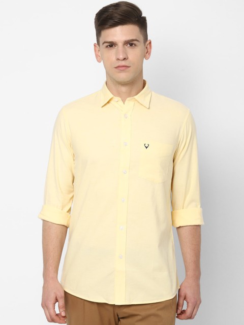 Allen Solly Men Yellow Slim Fit Solid Casual Shirt