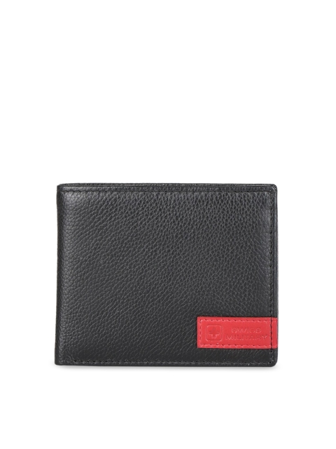 SWISS MILITARY Men Black & Red Solid Two Fold Leather Wallet