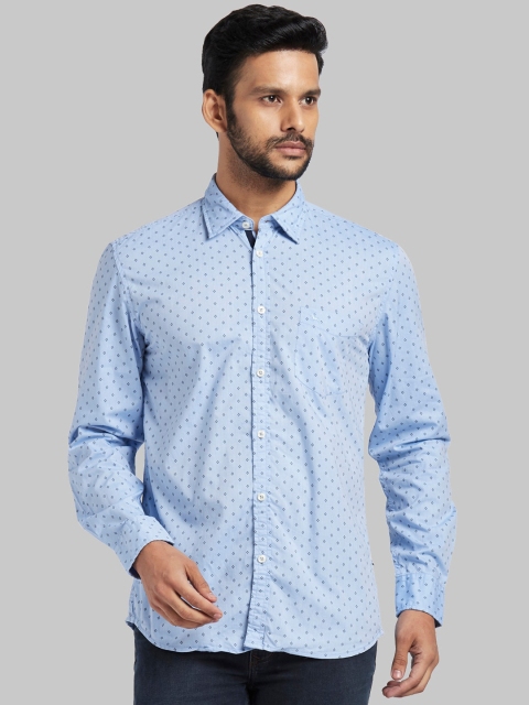 Parx Men Blue Regular Fit Printed Casual Shirt