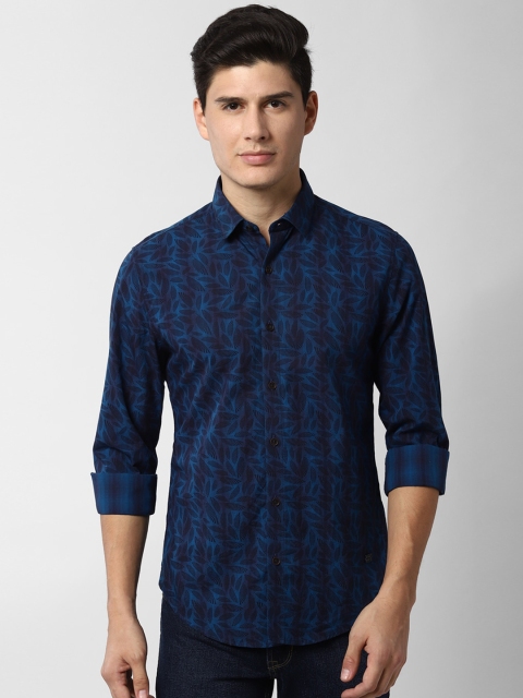 Peter England Casuals Men Navy Blue Slim Fit Printed Casual Shirt