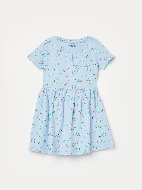 Juniors by Lifestyle Girls Blue Printed Fit and Flare Dress