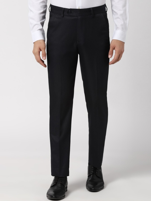 Peter England Men Black Slim Fit Solid Formal Trousers