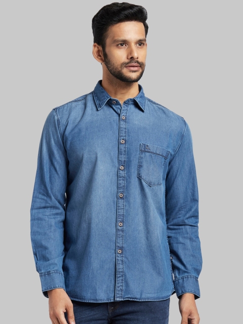 Parx Men Blue Regular Fit Solid Casual Shirt