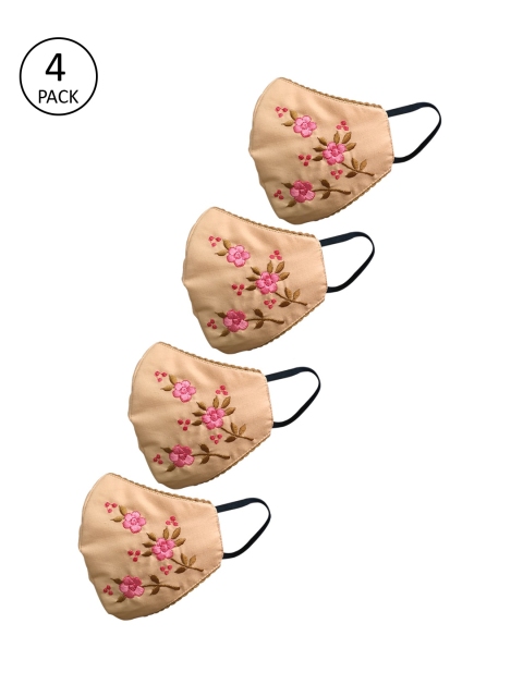 nestroots Unisex Pack Of 4 Beige & Pink Embroidered 2-Ply Reusable Outdoor Cloth Masks
nestroots Unisex Pack Of 4 Beige & Pink Embroidered 2-Ply Reusable Outdoor Cloth Masks