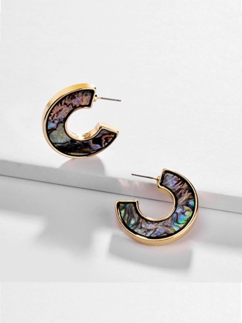 AQUASTREET Multicoloured Geometric Half Hoop Earrings, Multi