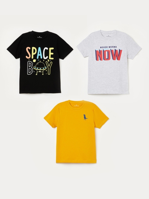 Fame Forever by Lifestyle Boys Pack of 3 Round Neck T-shirts, Yellow