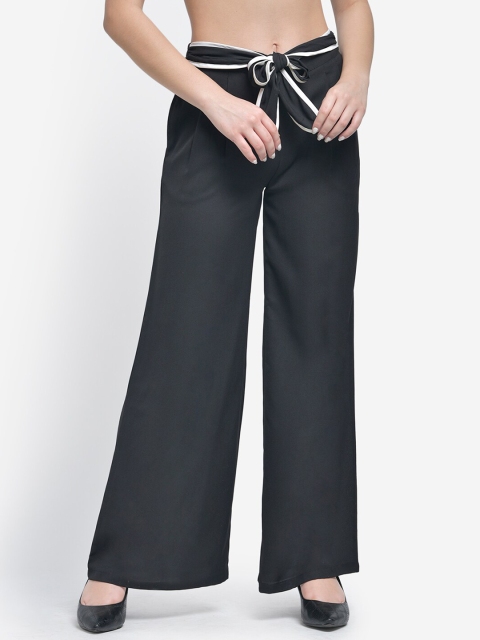 Texco Women Black Solid Wide Leg Palazzos