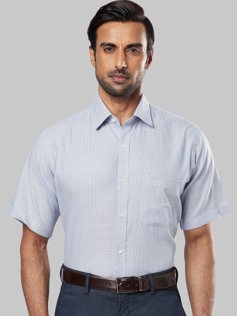 Raymond Men Blue Regular Fit Checked Formal Shirt