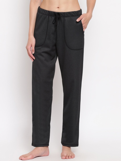 Enamor Women Charcoal Relaxed Fit Fleece Lounge Pants
