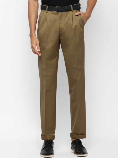 Allen Solly Men Khaki Regular Fit Solid Regular Trousers