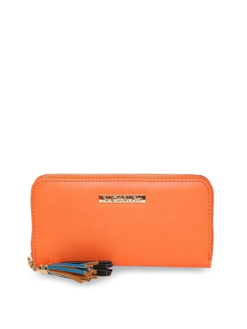Sugarush Women Orange Solid Zip Around Wallet