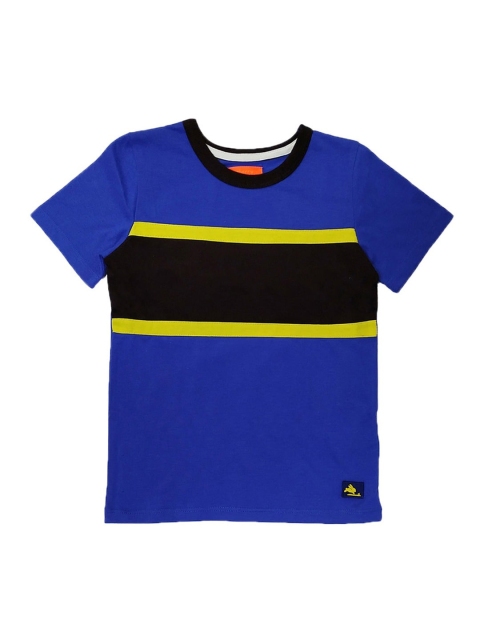 Cherry Crumble Kids Blue Colourblocked Round Neck T-shirt