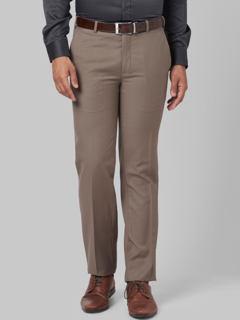 Park Avenue Men Brown Skinny Fit Solid Formal Trousers