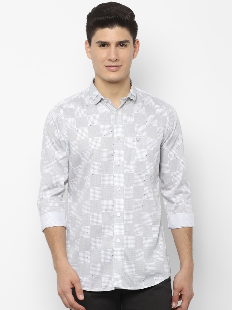 Allen Solly Men Grey Slim Fit Checked Casual Shirt