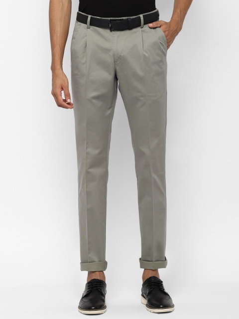 Allen Solly Men Grey Regular Fit Solid Regular Trousers