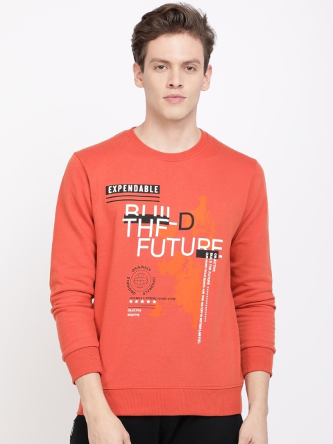 IVOC Men Orange Printed Sweatshirt