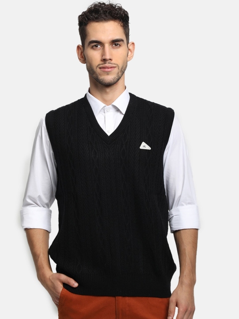 Monte Carlo Men Black Self Design Sweater Vest Sweater