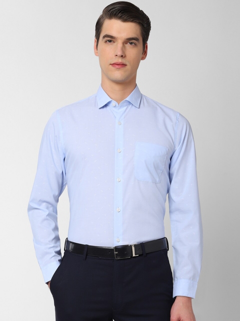 Peter England Elite Men Blue Slim Fit Solid Formal Shirt