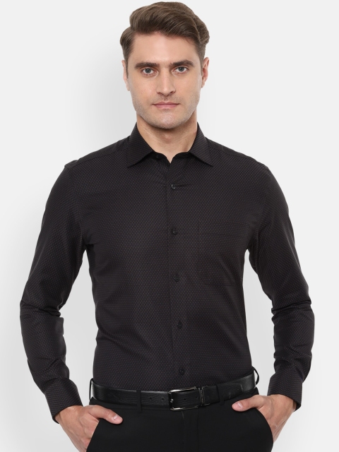 Louis Philippe Men Black Regular Fit Self Design Formal Shirt