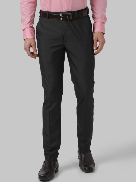 Park Avenue Men Grey Regular Fit Checked Formal Trousers
