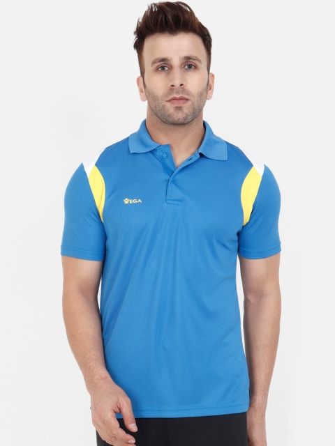 VEGA Men Blue Solid Dryfit Polo Collar T-shirt
