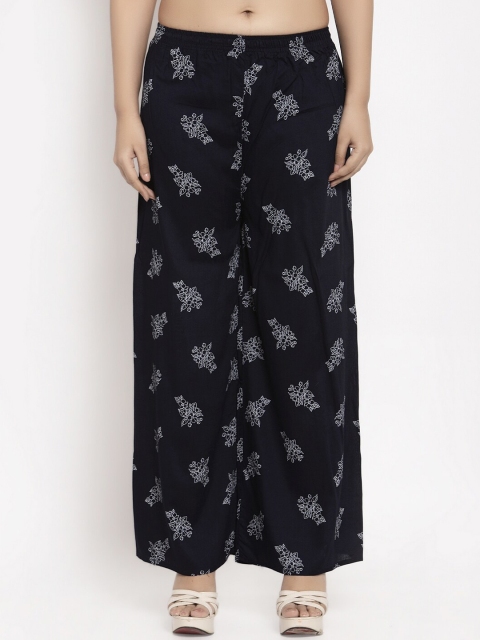 KLOTTHE Women Black Printed Straight Palazzos