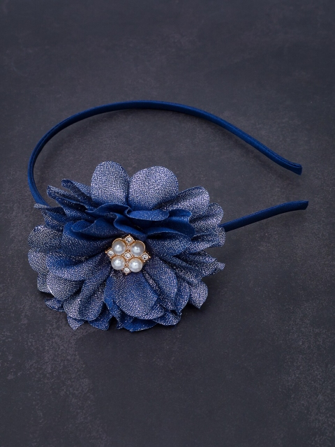 Golden Peacock Blue Embellished Hairband