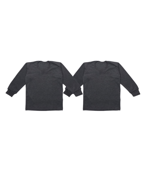 VIMAL JONNEY Infant Kids Pack of 2 Grey Solid Regular-Fit Thermal Top