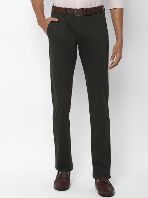 Allen Solly Men Olive Green Slim Fit Solid Regular Trousers 
Allen Solly Men Olive Green Slim Fit Solid Regular Trousers