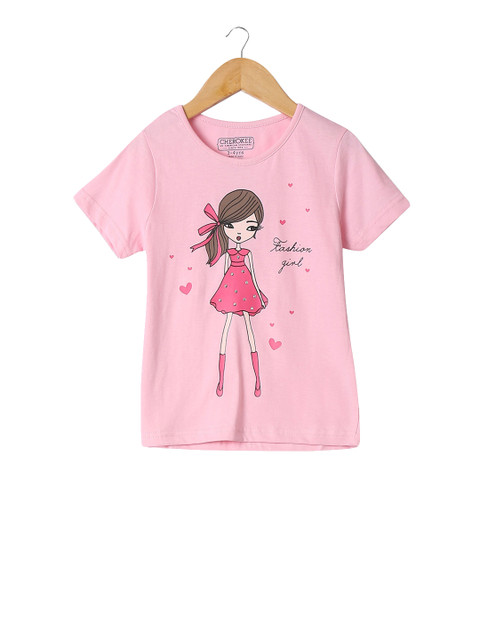 Cherokee Girls Pink Printed Round Neck T-shirt 
Cherokee Girls Pink Printed Round Neck T-shirt