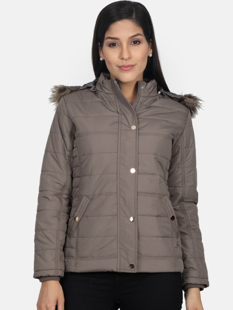Monte Carlo Women Brown Solid Hooded Parka Jacket