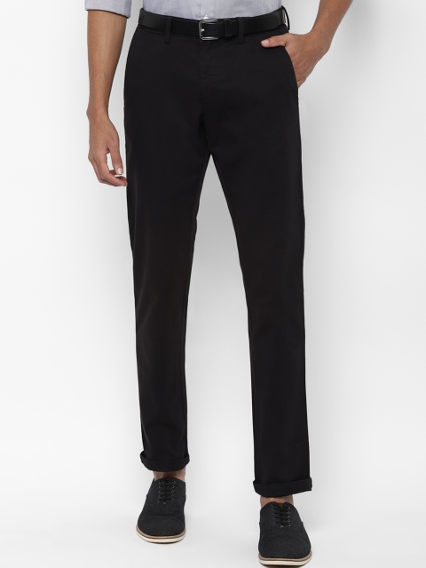 Allen Solly Men Black Slim Fit Self Design Regular Trousers