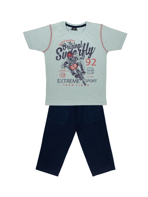 Todd N Teen Boys Blue Printed T-shirt with Trousers