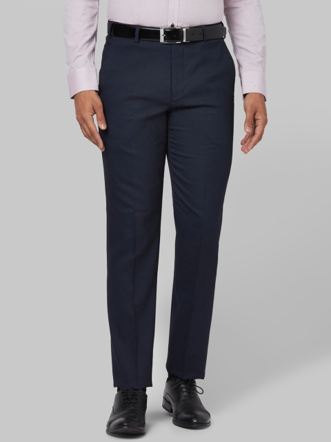 Park Avenue Men Blue Regular Fit Solid Formal Trousers