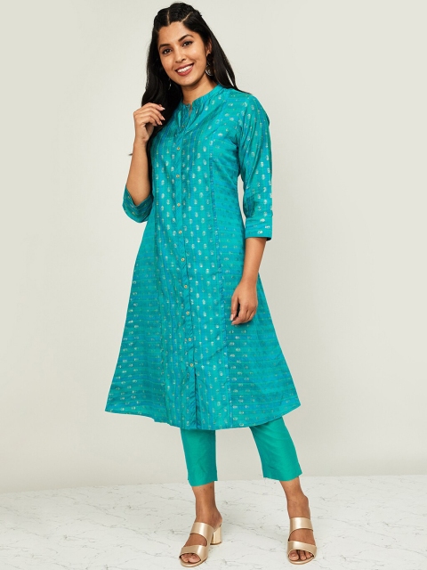 Melange by Lifestyle Women Turquoise Blue & Green Printed Kurta with Trousers
Melange by Lifestyle Women Turquoise Blue & Green Printed Kurta with Trousers