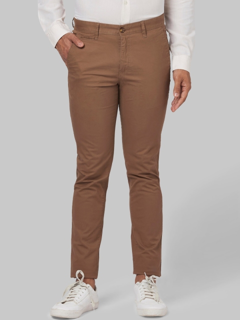 Park Avenue Men Brown Tapered Fit Solid Regular Trousers