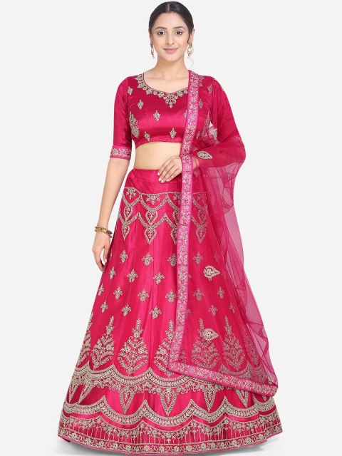 Mitera Women Pink & Silver-Coloured Semi-Stitched Lehenga & Unstitched Blouse with Dupatta
Mitera Women Pink & Silver-Coloured Semi-Stitched Lehenga & Unstitched Blouse with Dupatta