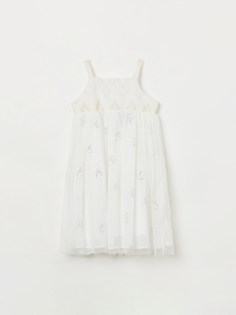 Fame Forever by Lifestyle Girls White Embellished A-Line Dress